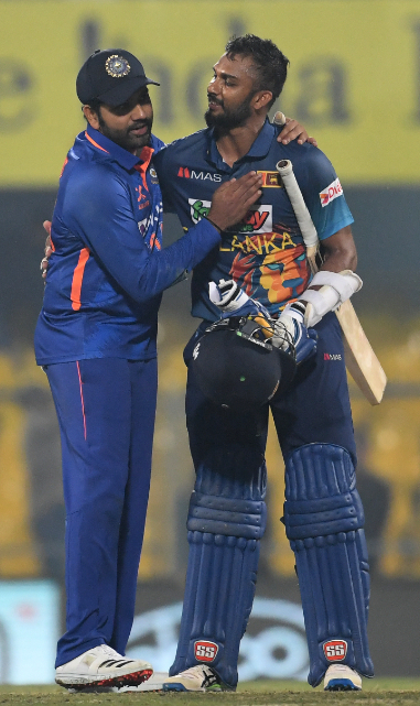 Both captains hug as India won the match